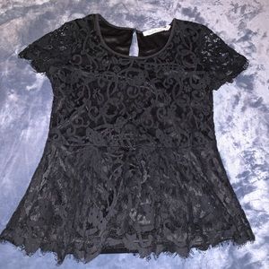 Solitaire Black Lace Peplum Top